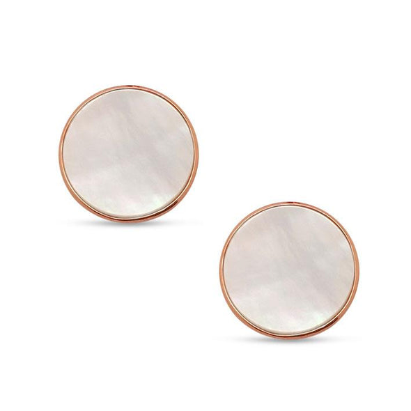 Rose Gold Stud Earrings - Mother of Pearl