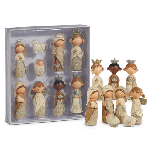 Faux Knit Christmas Nativity Set