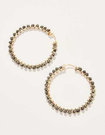 Ann Beaded Hoop Earrings - Pyrite