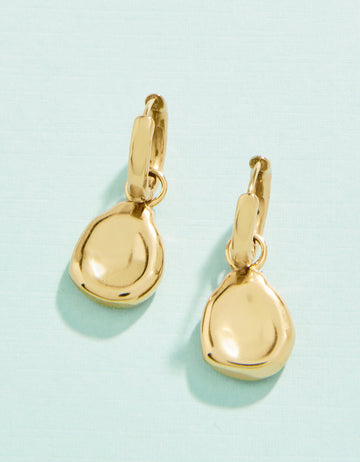 Burkes Beach Convertible Hoop Earrings Gold Pearl