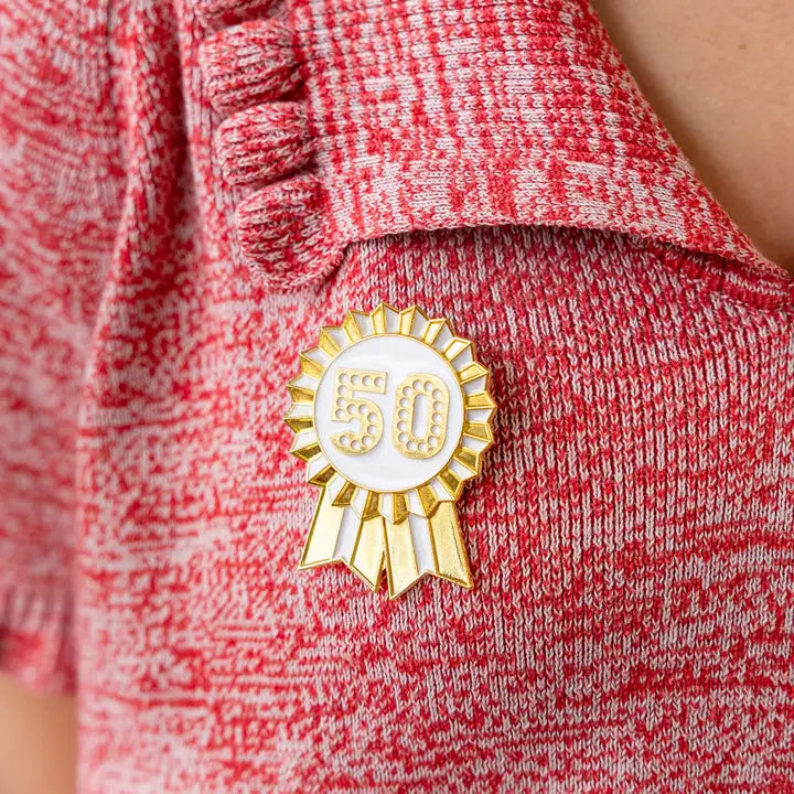 Luxe Gold Enamel Birthday Pin Badge | 50