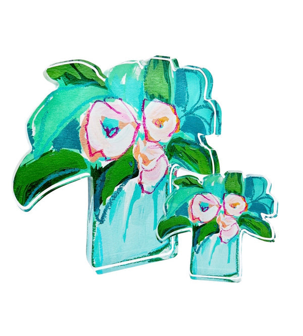 Bitty Acrylic Bloom Block | 2 Pink Blooms