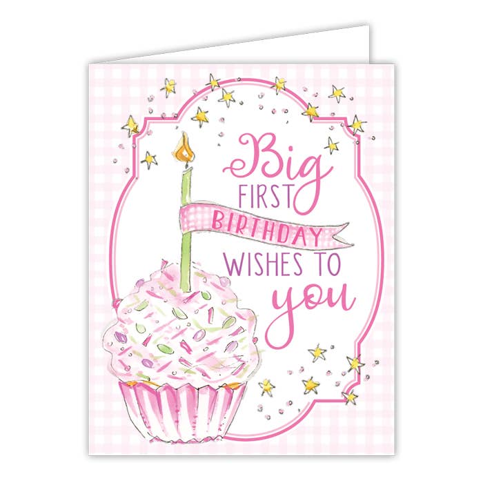 Greeting Card | First Birthday | Pink Cupcake