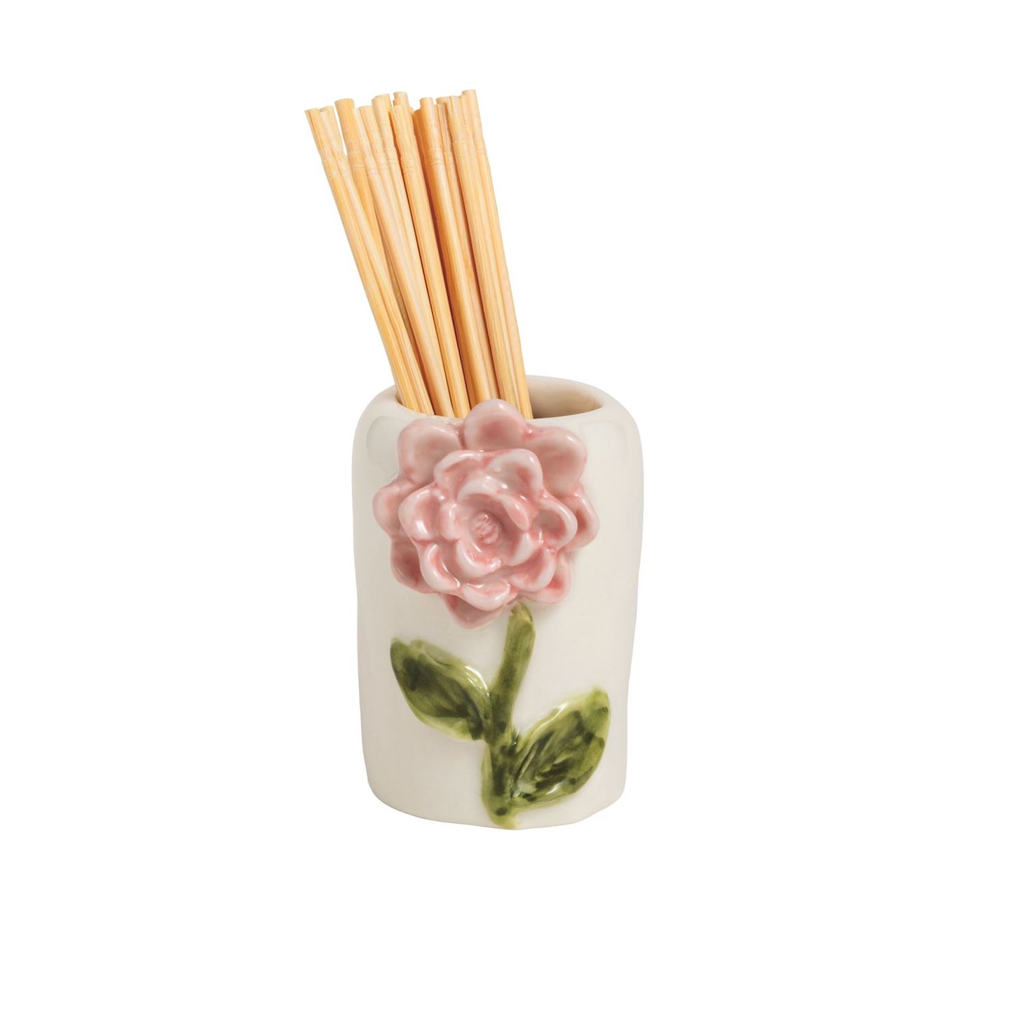 Pink Flower Toothpick Caddy Set