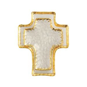 Gold Edge Cross Tidbit Tray Set