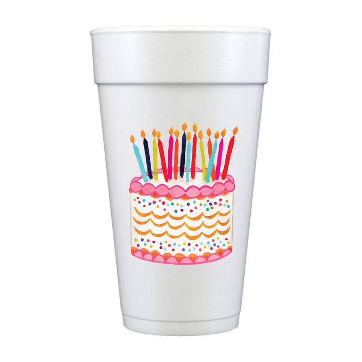 Foam Cups | Happy Birthday Cake