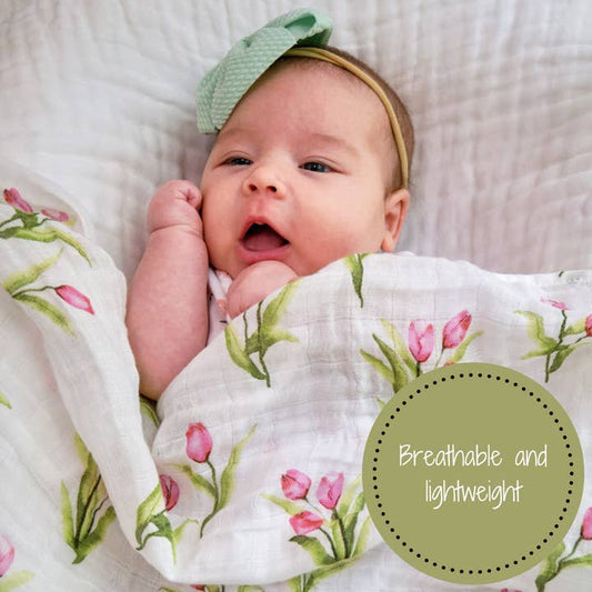 Muslin Swaddle Blanket | Tulip Garden