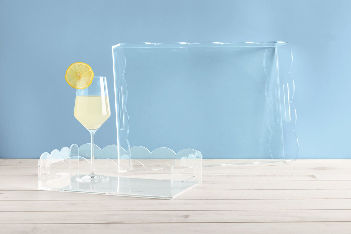 Scallop Lucite Tray Set