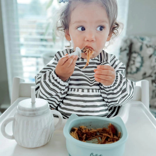 The Grayson Long Sleeve Bib | Brush Stripes Petal Pink