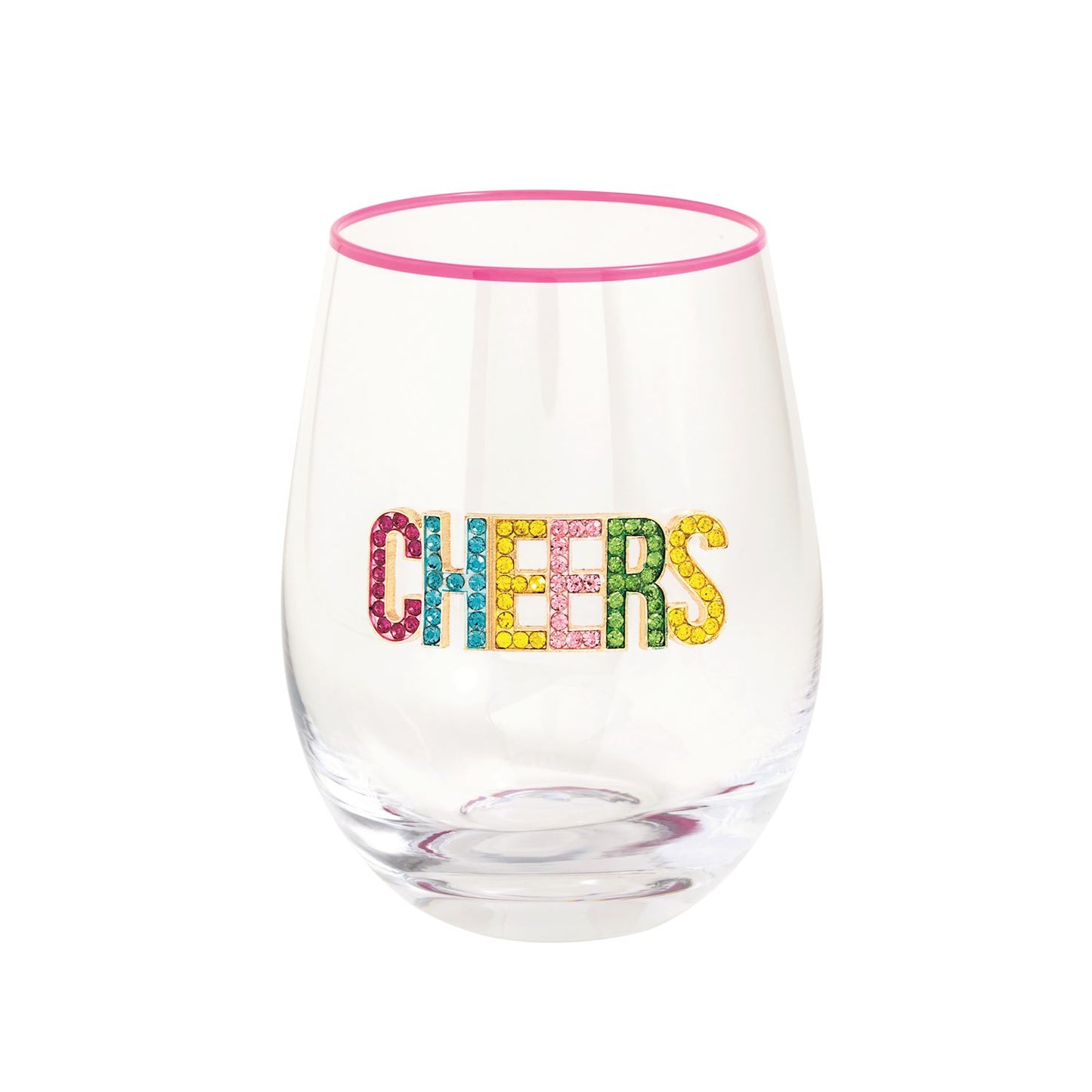Beaded Cheers Wine Glass
