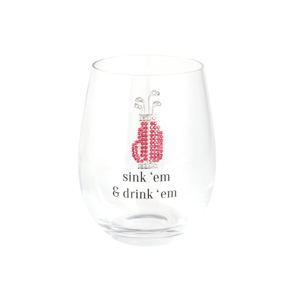 Clubs Jeweled Golf Wine Glass