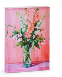 8" Blooms in Vase Acrylic Block