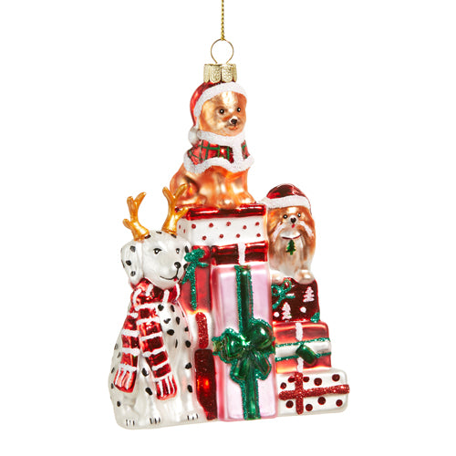 Santa Paws and Presents Ornament