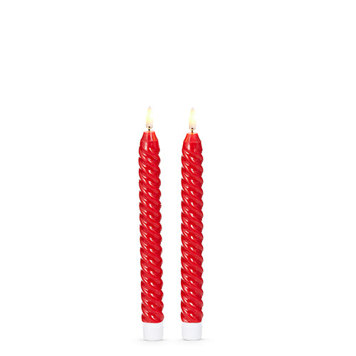 Red Twist Taper Candles | 8.75"