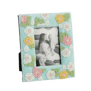 Blue Floral Bead Frame