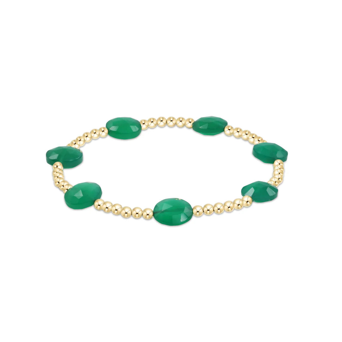 Extends | Admire Gold 3mm Bead Bracelet | Green Onyx