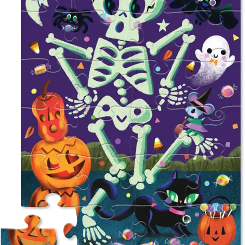 24-Piece Shaped Box Puzzle | Spooky Skeleton - Glows in the Dark!