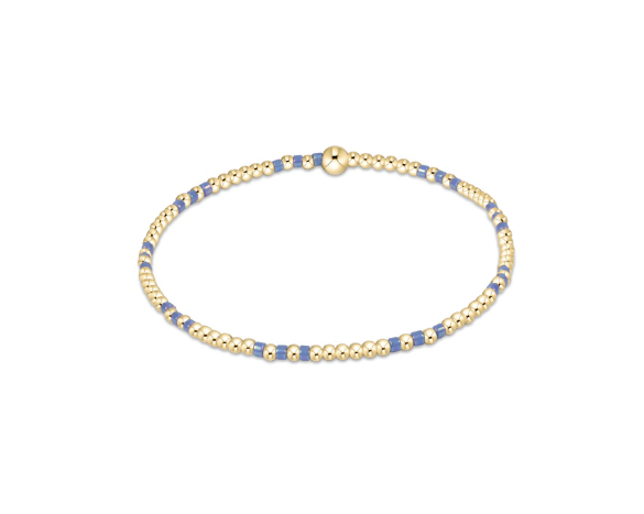 Hope Joy Pattern 2mm Bead Bracelet | Bright Blue