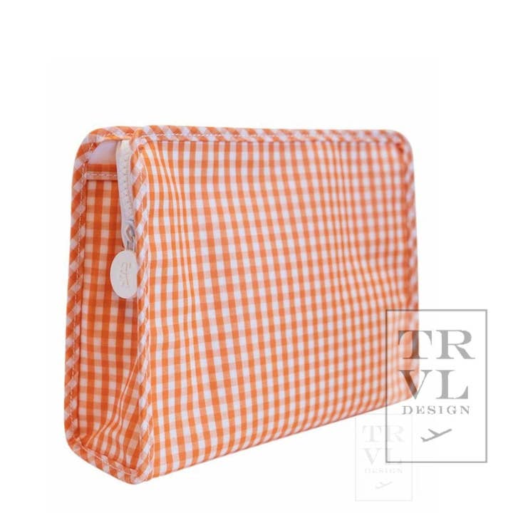 Medium Roadie Zip Pouch | Gingham Orange
