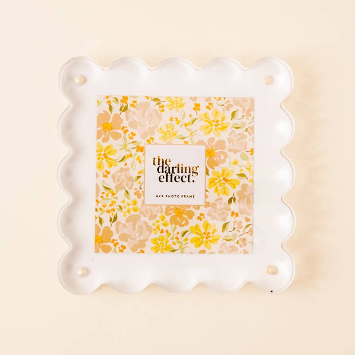 Square Scalloped Acrylic Frame | White