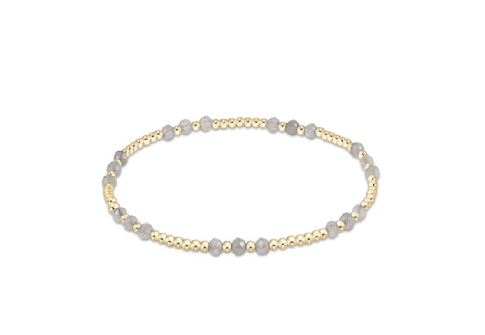 Gemstone Gold Joy Pattern 3mm Bead Bracelet | Labradorite