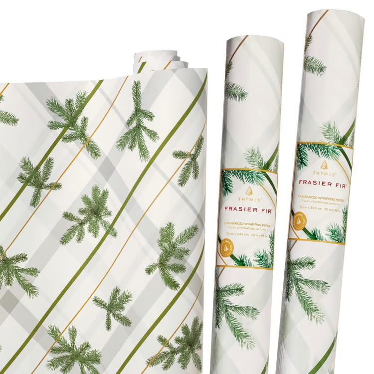 Frasier Fir Frosted Plaid Fragranced Wrapping Paper