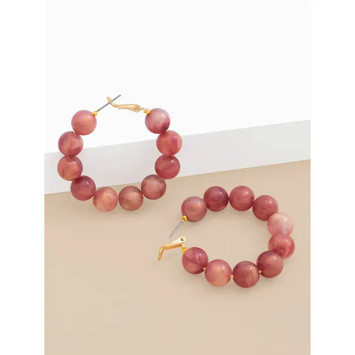 Iridescent Beaded Hoop Earring | Berry