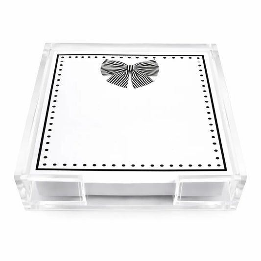 Acrylic Holder & Notepad | Black Bow