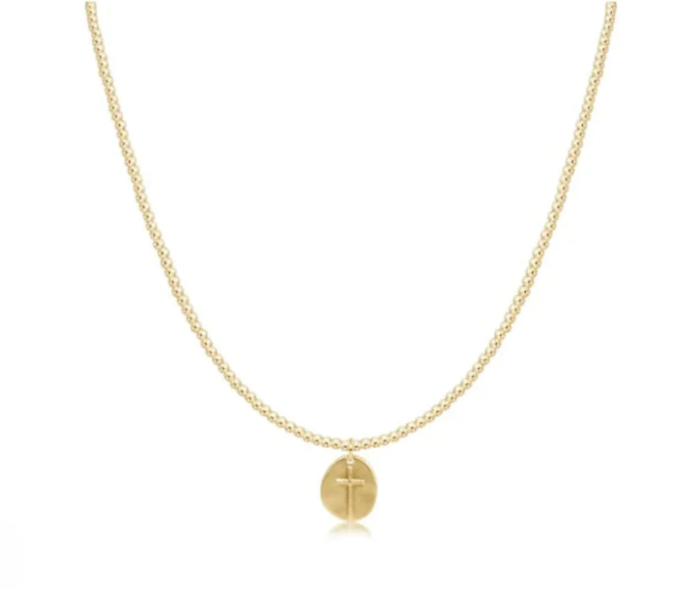17" Choker Classic Gold 2mm Bead | Inspire Small Gold Charm