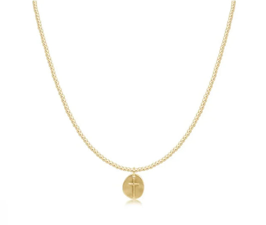 17" Choker Classic Gold 2mm Bead | Inspire Small Gold Charm