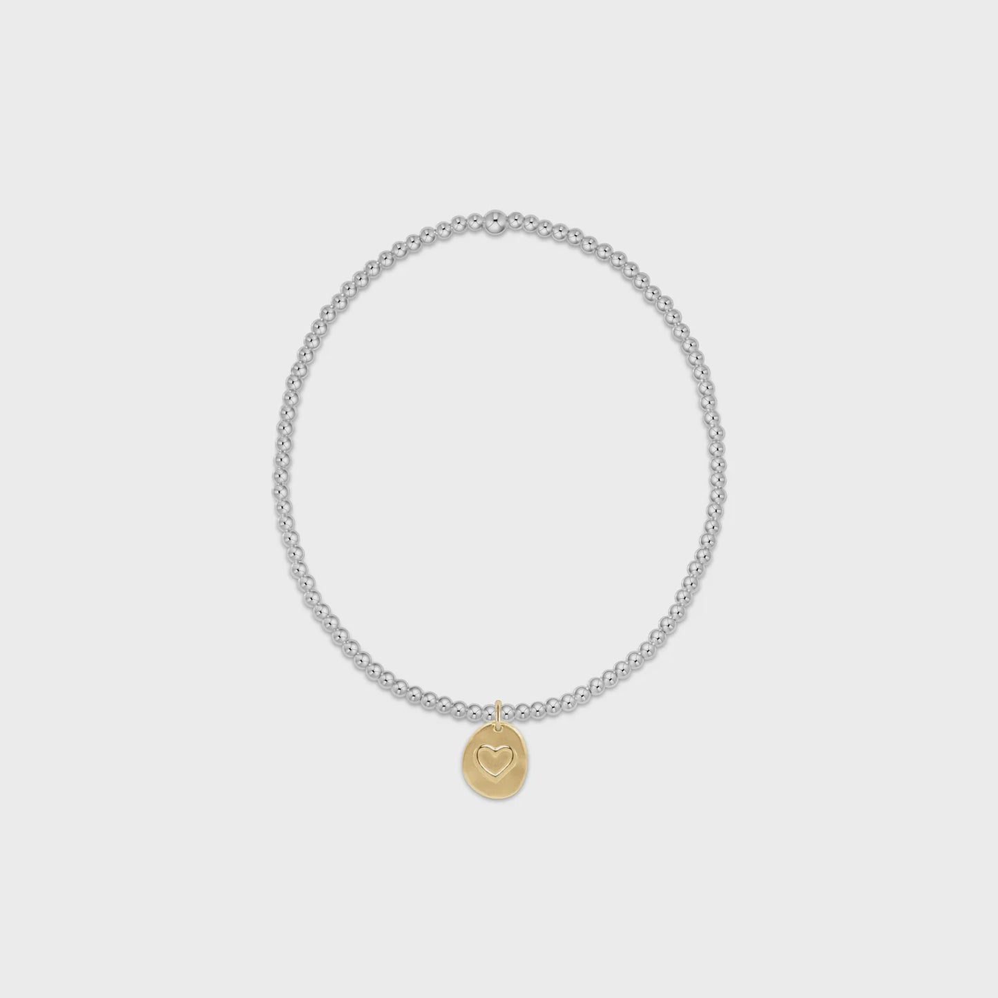 Classic Sterling Mixed Metal 2mm Bead Bracelet | Inspire Love Small Gold Charm