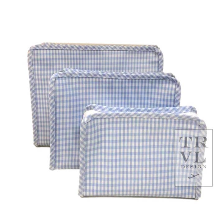 Small Roadie Zip Pouch | Gingham Mist