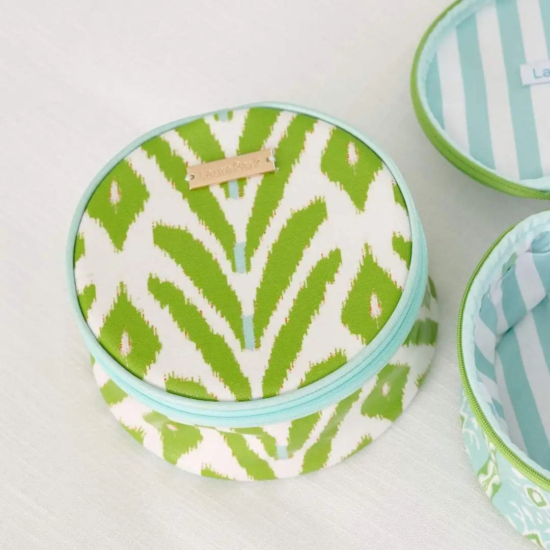 Round Jewelry Case | Petite Frond Green