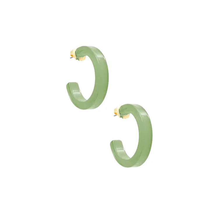 Small Resin Hoop Earring | Sage