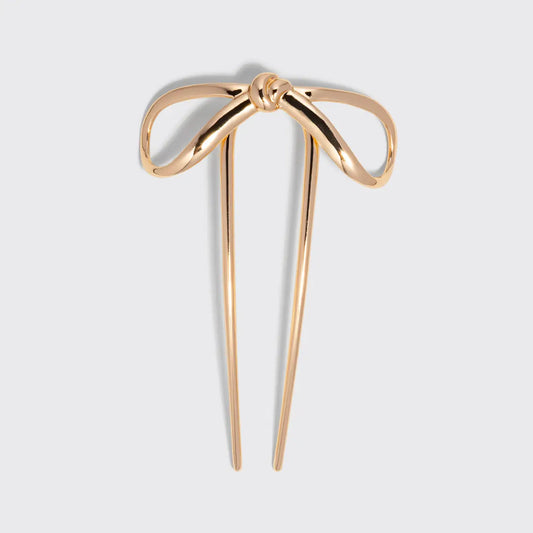 Mini Metal Bow French Hair Pin | Gold