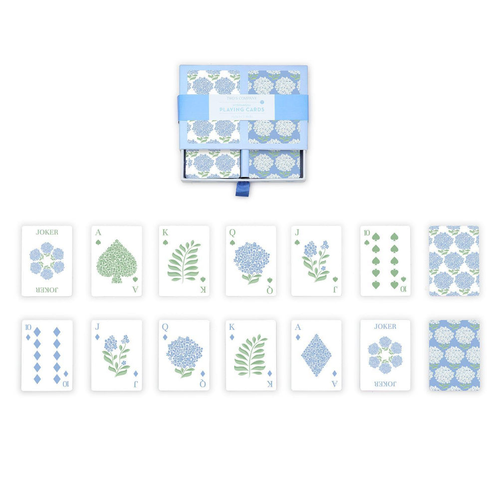 Hydrangea Double Deck Textured Playing Cards in Gift Box