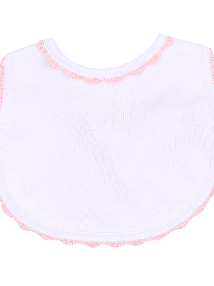 Baby Joy Bib | Pink Crochet Trim