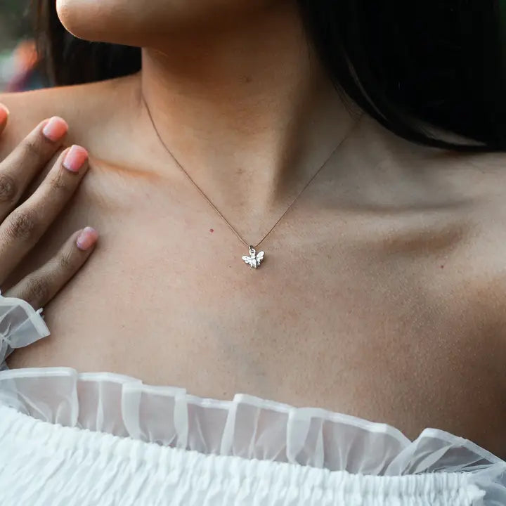 New Moon Silver Necklace | Bee Happy