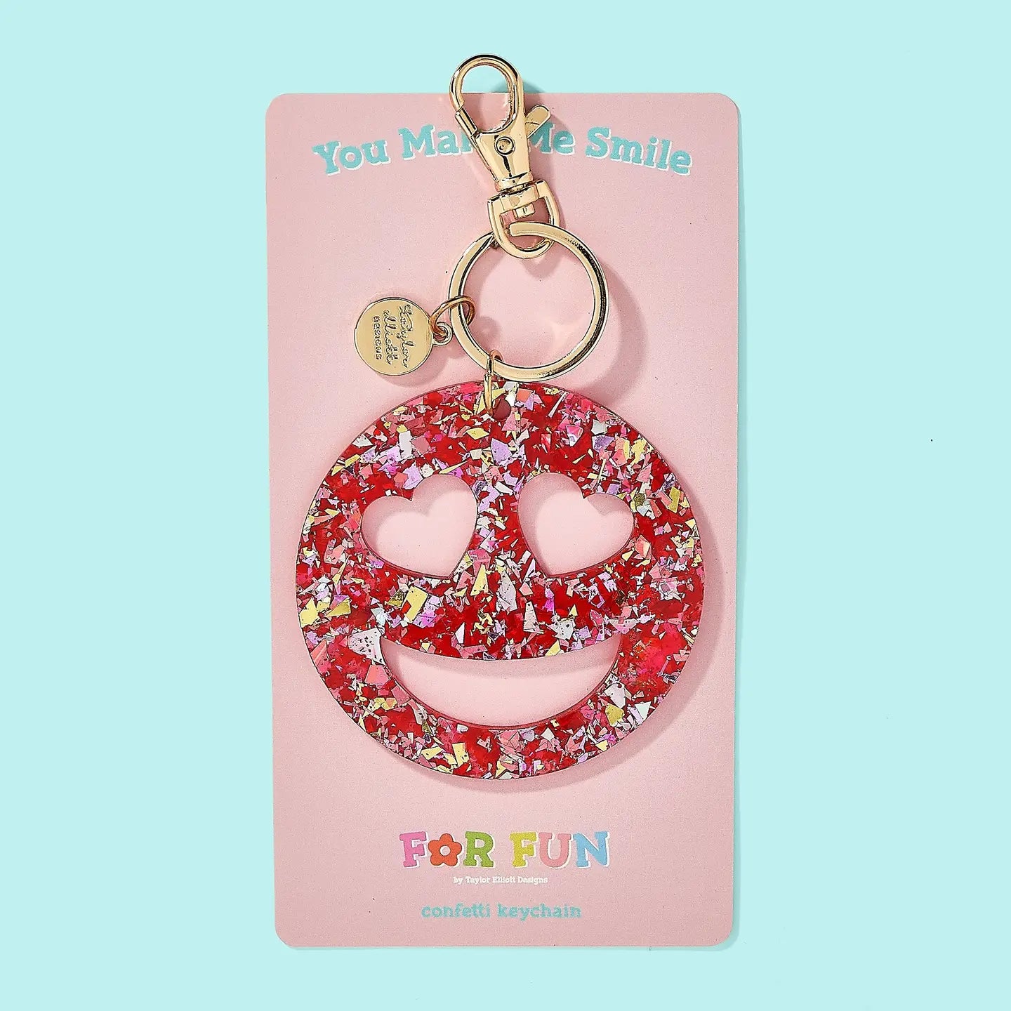 Heart Eyes Happy Face | Red Confetti