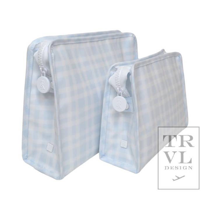 Medium Roadie Zip Pouch | Pimlico Plaid Blue
