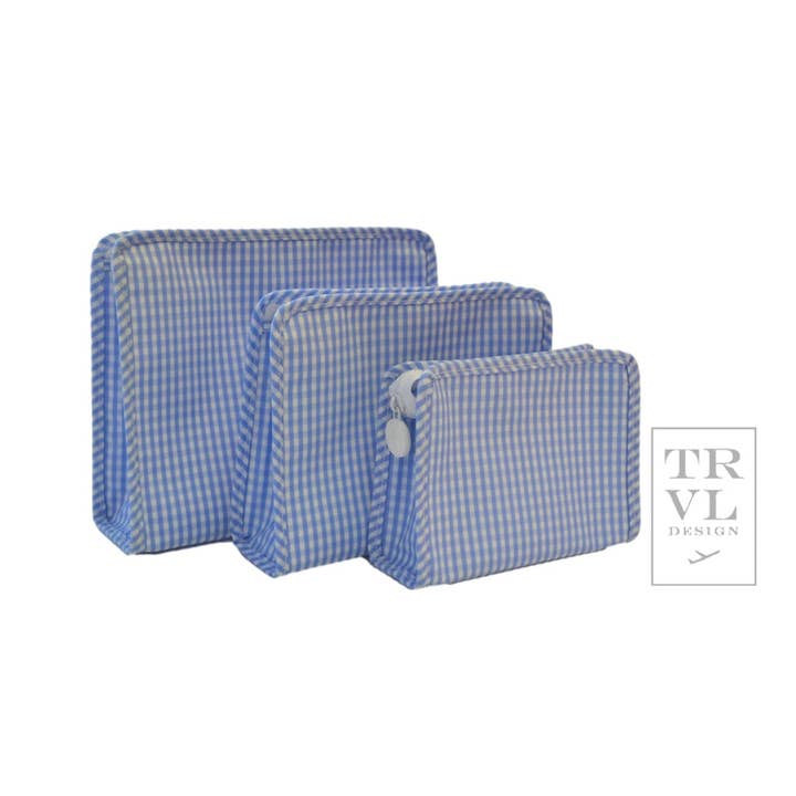 Medium Roadie Zip Pouch | Gingham Sky