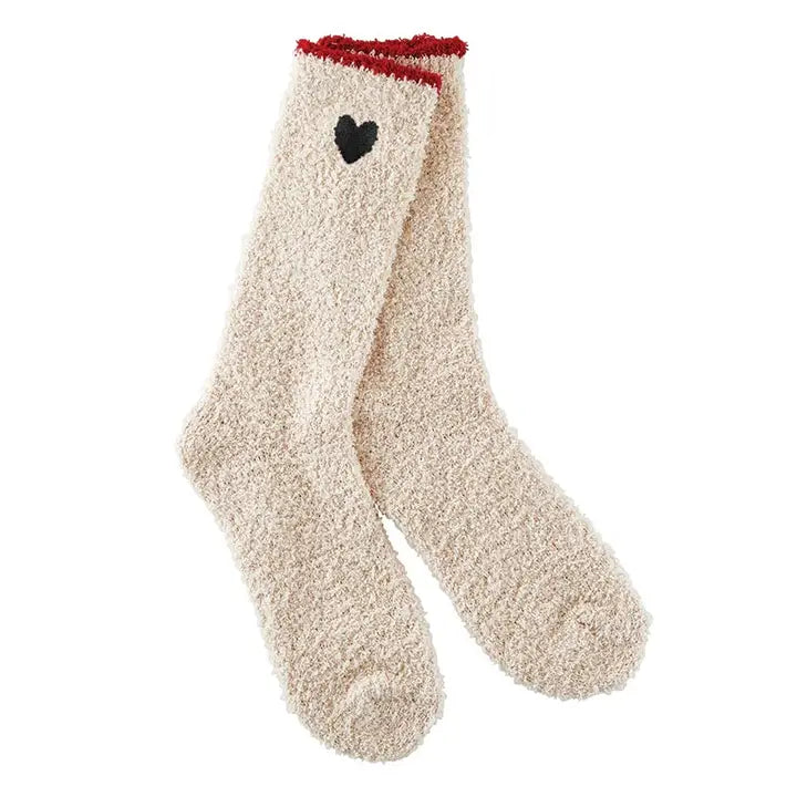 Cozy Socks | Red Trim & Black Heart