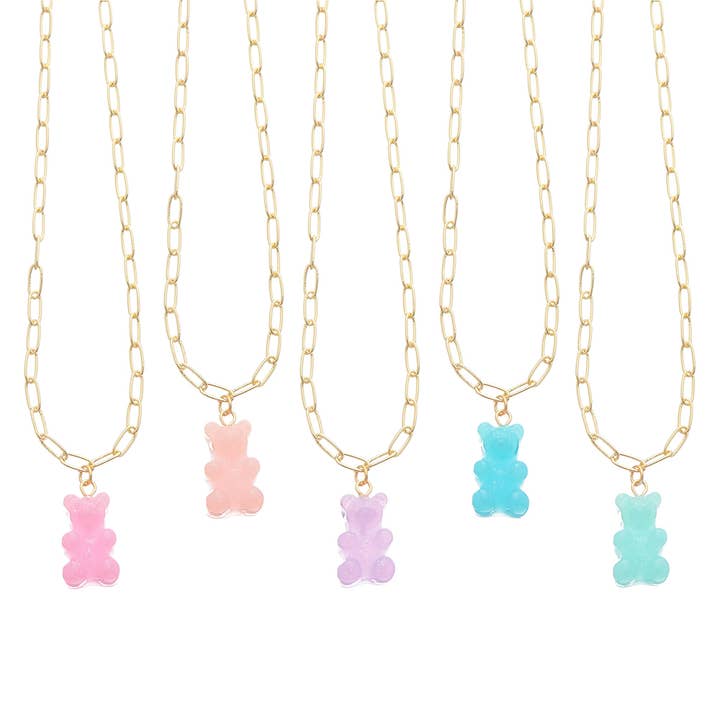 Necklace | Pastel Glitter | Lil Bear Thang (Assorted Colors)