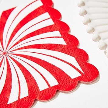 Peppermint Twist Cocktail Napkin | Scalloped Edge