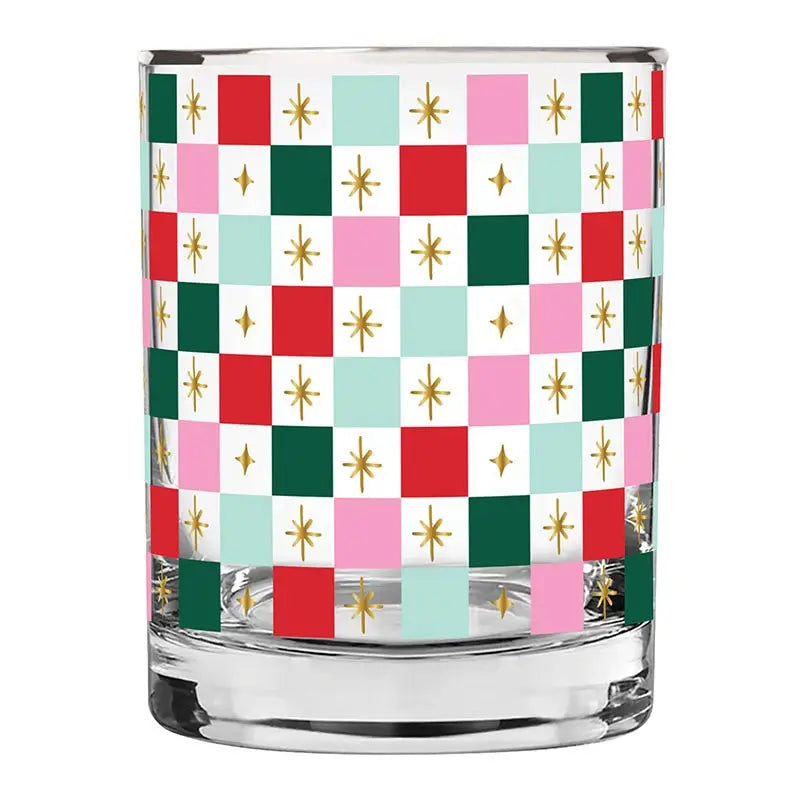 Dof Glass - Holiday Checkerboard