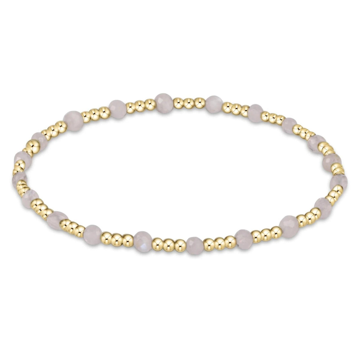 Gemstone Gold Sincerity Pattern 3mm Bead Bracelet | Moonstone