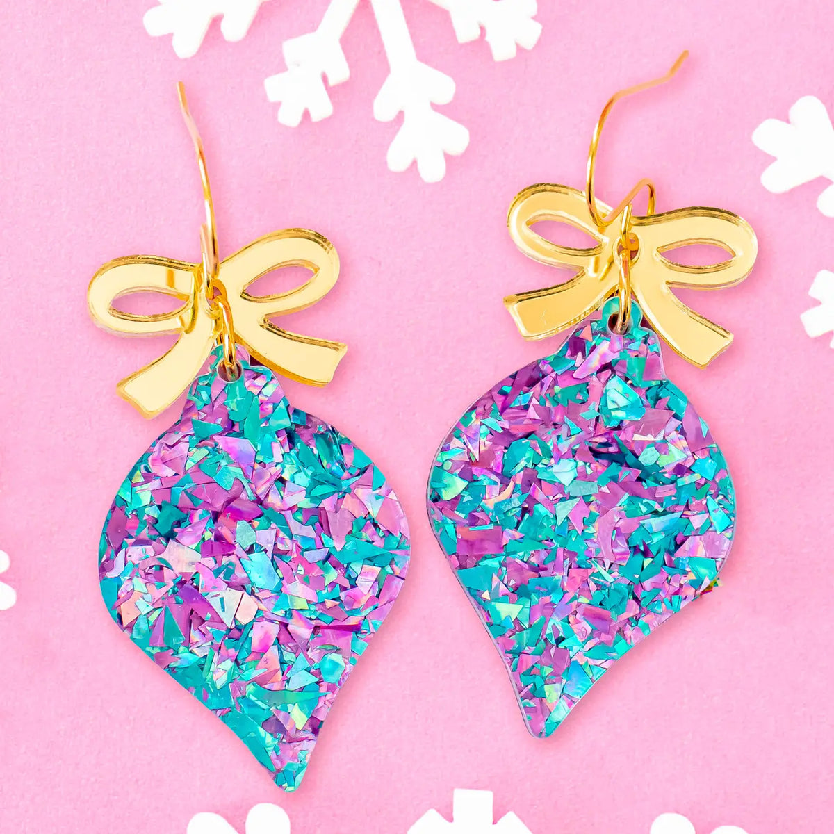 Christmas Ornament Earrings | Blue Purple