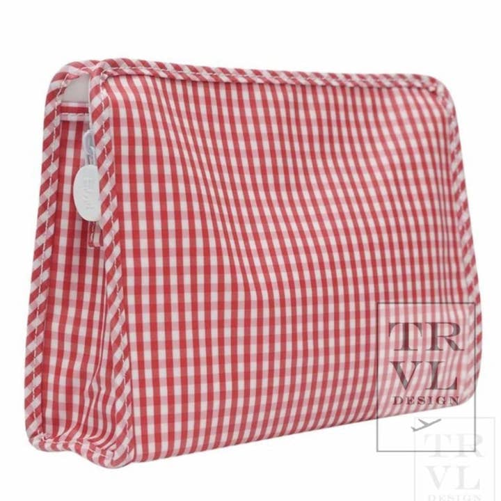Large Roadie Zip Pouch | Gingham Red