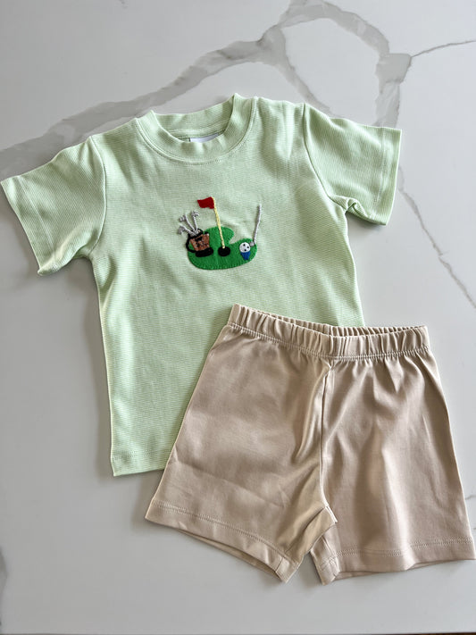 Shirt w/ Shorts | Green Stripe | Golf