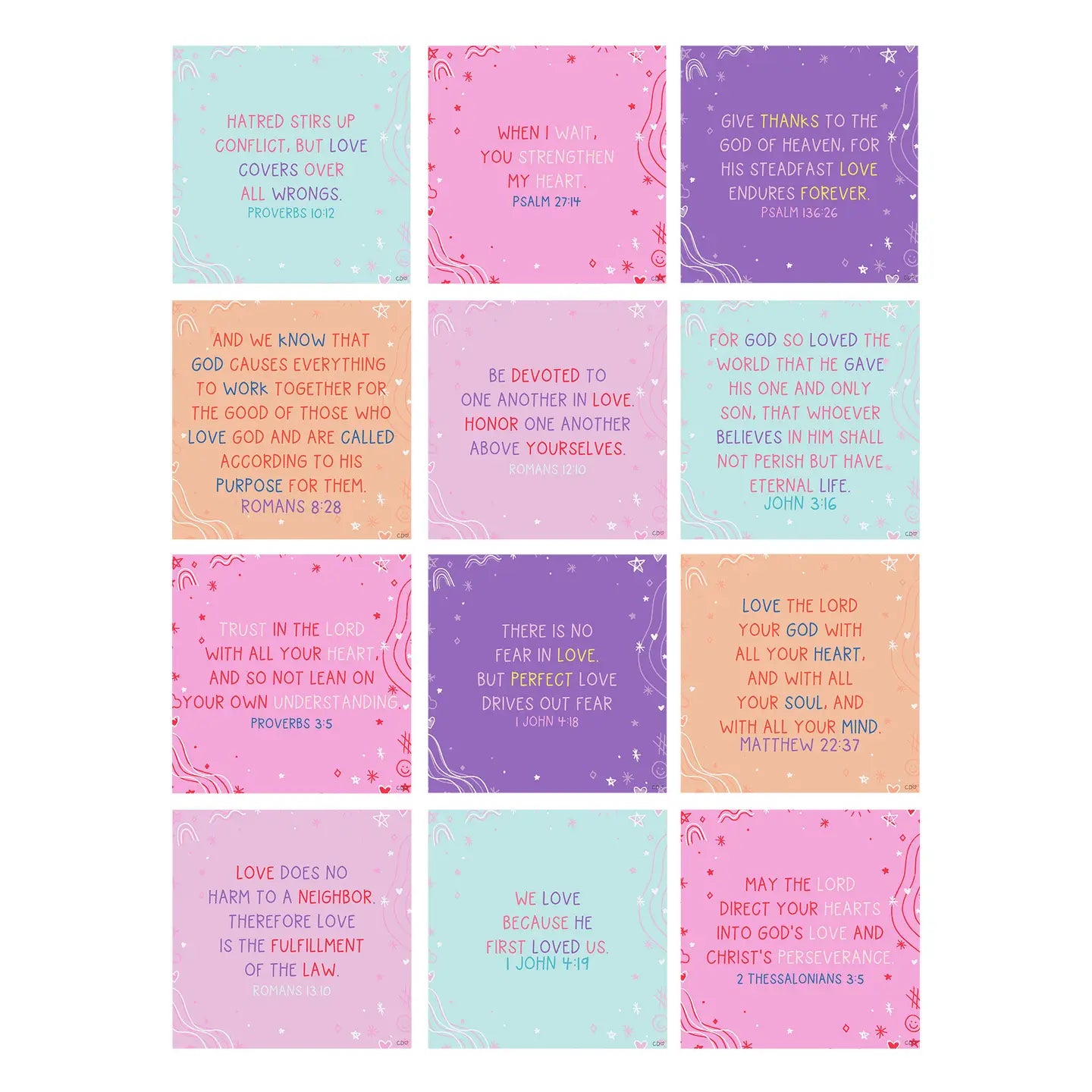 Verses For Love | Bible Verse Card Set with Display Stand
